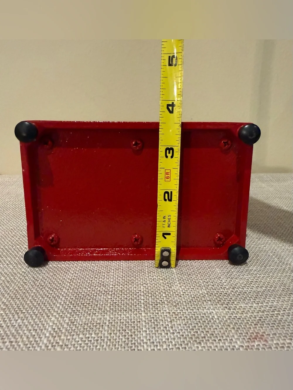 Vintage Red Ceramic Scrollwork Napkin Holder Heavy Centerpiece Home Decor